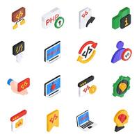 Set of Web Development Isometric Icons vector