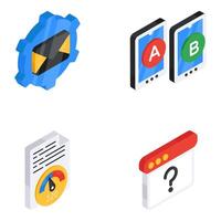 Set of Coding and Management Flat Icons vector