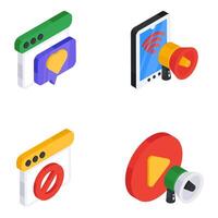Set of Digital Ads Flat Isometric Icons vector