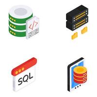 Pack of Data Management Isometric Icon vector