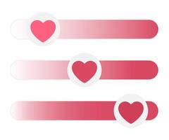 red heart progress bars , symbolizing love and emotional appeal, minimal design in cute style for Valentine's Day, romance and affection concepts, isolated icon on white background vector