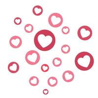 Colorful heart shapes, red and pink, floating in various sizes, minimal design in cute style for Valentine's Day, romance, affection and love concepts, isolated icon on white background vector