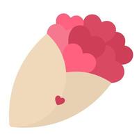 Cute and lovely bouquet with red and pink heart in cone shape, designed with a cute style for Valentine's Day, isolated on a white background, perfect for expressing love vector