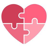 red heart jigsaw puzzle,symbolizing love, connection, and collaboration minimal design in cute style for Valentine's Day, romance and affection concepts, isolated icon on white background vector