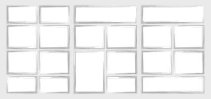 set storyboard layout template for rapidly create the comic book style. A4 design of paper ratio is fit for print out. isolated grunge banners frame handmade sketch in paint brush style vector