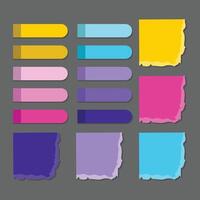 illustration is a set of multi-colored paper stickers for making a daily planner. Little scraps of note paper. vector