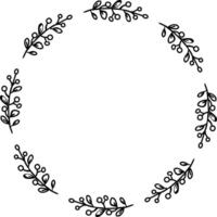 Vintage Boho Frame Decorated with Leaves. Circle Botanical Wreath Design for Invitations. Elegant Graphic Element for Wedding Cards. illustration vector