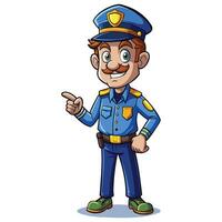 Male Police Officer Cartoon - Stylish Law Enforcement Illustration for Digital Use vector