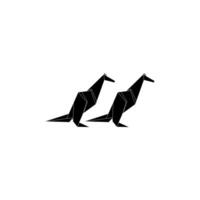 Pair Kangaroo Shape Inspired by Origami Form, can use for Logo, Pictogram, Animal Figure, Website, Apps, or Graphic Design Element. BW Editable vector
