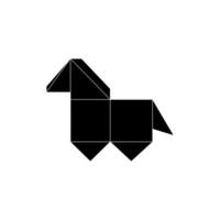 Horse Shape Inspired by Origami Form, can use for Logo, Pictogram, Animal Figure, Website, Apps, or Graphic Design Element. BW and Editable. vector