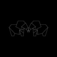 Pair Elephant Polygonal Lines, can use for Logo, Pictogram, Animal Figure, Website, Apps, or Graphic Design Element. BW and Editable. vector