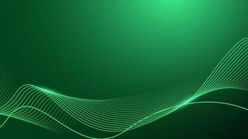 Abstract shining wave lines on dark green background.Dynamic wave pattern. Futuristic technology concept. vector