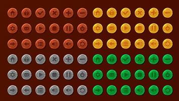 Game buttons. Set of game design interface with glossy button vector