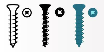 Screws icon set. bolt, nut sign. for mobile concept and web design. illustration on white background vector