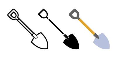 Shovel icon set. hand trowel sign. for mobile concept and web design. illustration on white background vector