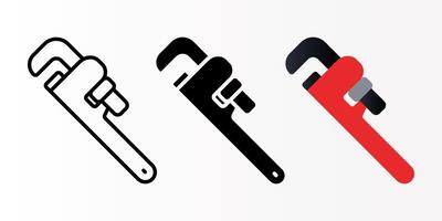 Pipe Wrench icon set. monkey wrench sign. for mobile concept and web design. illustration on white background vector
