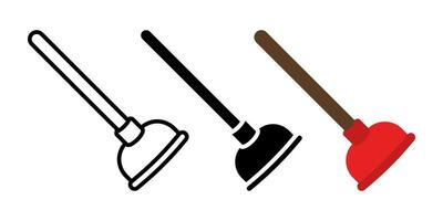 Toilet Plunger icon set. Plunger sign. for mobile concept and web design. illustration on white background vector