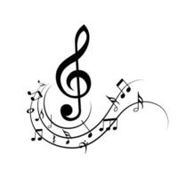 A design featuring a treble clef and flowing musical notes vector