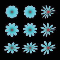 blue and red color flower shape collection vector