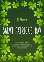 Poster for St. Patrick's Day, March 17. Greeting cards, invitations, banners, posters with images of clover, shamrock, with congratulatory text on a green background. vector