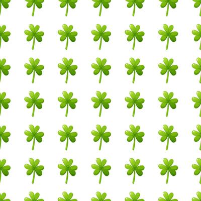 Seamless pattern of shamrock and clover on white background in honor of St. Patricks Day. Symbol of Ireland. Seamless pattern in the form of shamrock.