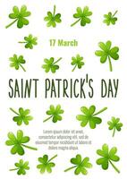 Poster for St. Patrick's Day, March 17. Greeting cards, invitations, banners, posters with the image of clover, shamrock, with the text of congratulations on a white background. vector