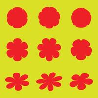 Nine abstract red solid shape vector