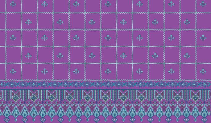 Cross Stitch pattern with Floral Designs. Traditional cross stitch needlework. Geometric Ethnic pattern, Embroidery, Textile ornamentation, fabric, Hand stitched pattern, Cultural stitching pixel art.