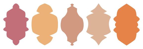 Collection of five unique abstract shapes in warm color tones, ideal for graphic design and artistic projects. vector