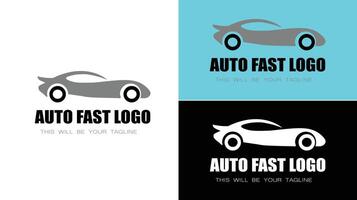 Auto Fast Logo Design with Sleek Car Silhouette in Multiple Color Variations vector