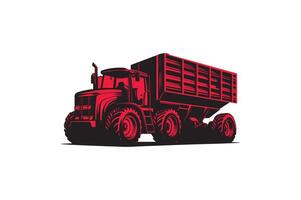 a red and black tractor on a white background vector
