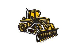 a tractor with a plow on it vector