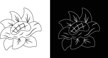 A minimalistic floral illustration designed with a monochromatic theme. Features a flower in contrasting black and white outlines, creating an elegant and stylized appearance suitable for artwork. vector