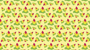 Seamless pattern featuring yellow flowers and green leaves, complemented by vibrant pink accents, on a light yellow background. Ideal for designs requiring cheerful and botanical themes. vector