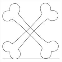 Single line continuous art drawing of bone simple human bone line art vector