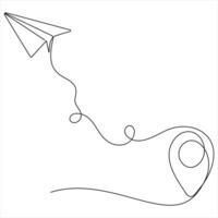 Single line art continuous drawing of paper airplane Concept of plane flying outline style illustration vector
