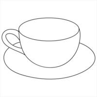 Continuous single line drawing a cup of coffee outline style illustration vector