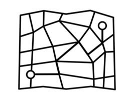 Hand drawn cute outline illustration city map. Flat direction choice line art doodle. Navigation sticker or icon. Strategy solution. Travel navigation. Searching for opportunity. Isolated. vector