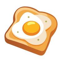 Fried Egg on Toast Isolated on White Background vector