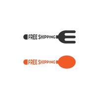 Free shipping fork and spoon logo and trust badge icon. Free shipping of fork and spoon isolated on white background. vector