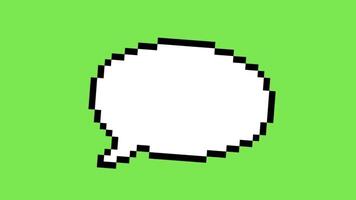 a pixel floating speech bubble animation on a green background video