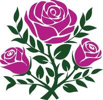 Art and Illustration of flat color rose flower bouquet vector