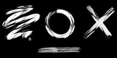 Hand drawn abstract doodles and squiggles, doodle style graffiti elements - circle, cross, spring. Bold brush-painted elements. vector
