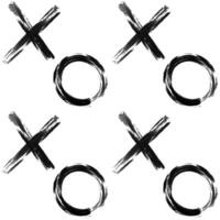 with crosses and zeros. Ink illustration. Hand drawn seamless pattern of shapes. Dry brush and ink with jagged edges. vector