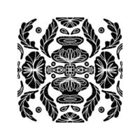 a black and white square pattern with a floral design vector