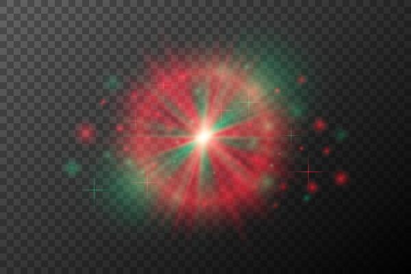 a red and green light burst on background