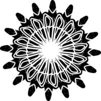 a black and white flower design with a circular shape vector
