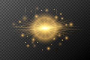 golden light burst with stars and, sparkles on background vector