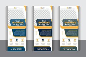 Large size business roll up banner design vertical template, Business roll up banner template set, x-banner , flag-banner design, with 3 color variation vector