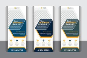 Large size vertical business roll up banner design template, Business roll up banner template set, x-banner , flag-banner design, with 3 color variation vector